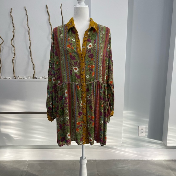 easel Dresses & Skirts - Easel Floral Dress with Mustard and Lavender